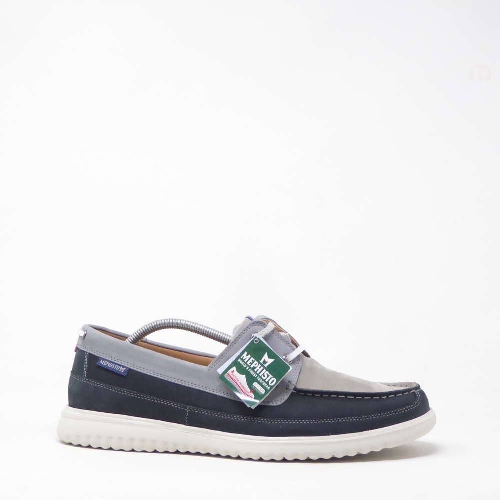 Mephisto Trevis Mens Boat Shoes Blue Grey Air-Jet Leather Size 10.5 US